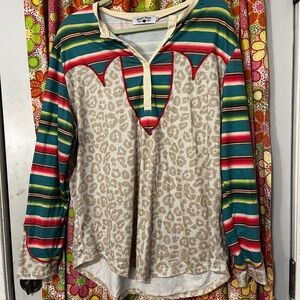 Crazy Train long sleeve 2tone top